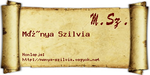 Mánya Szilvia névjegykártya